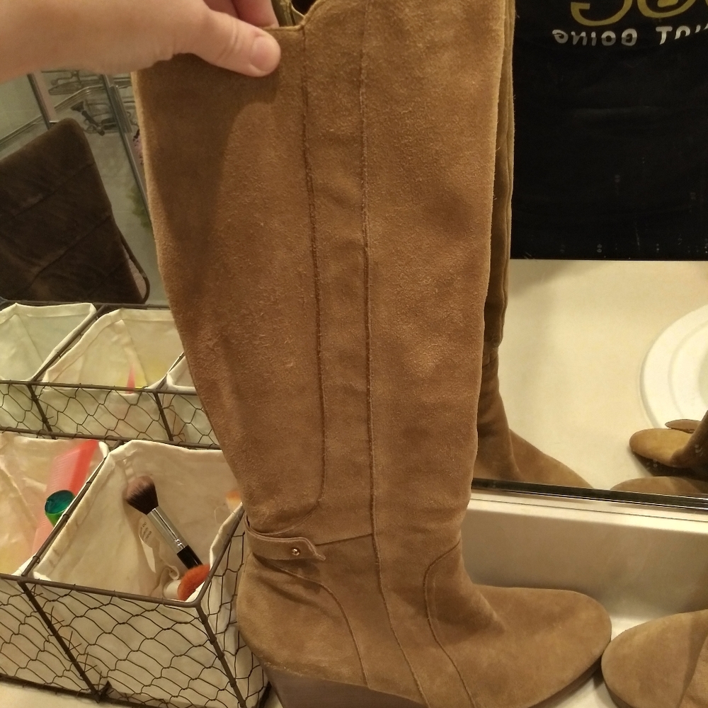 Franco Sarto Knee high Suede wedge boots